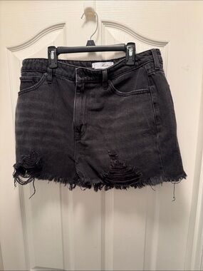 KanCan Black Frayed Denim Mini Skirt